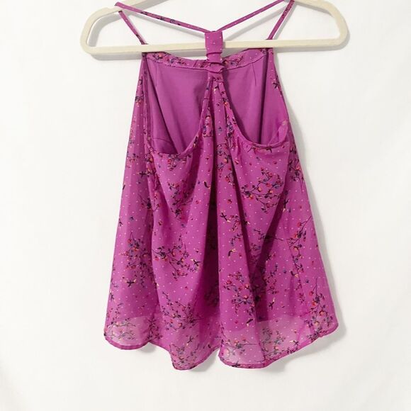 Xhilaration Fuchsia Pink Razorback Halter Top Floral & Bird Print M - Picture 3 of 7